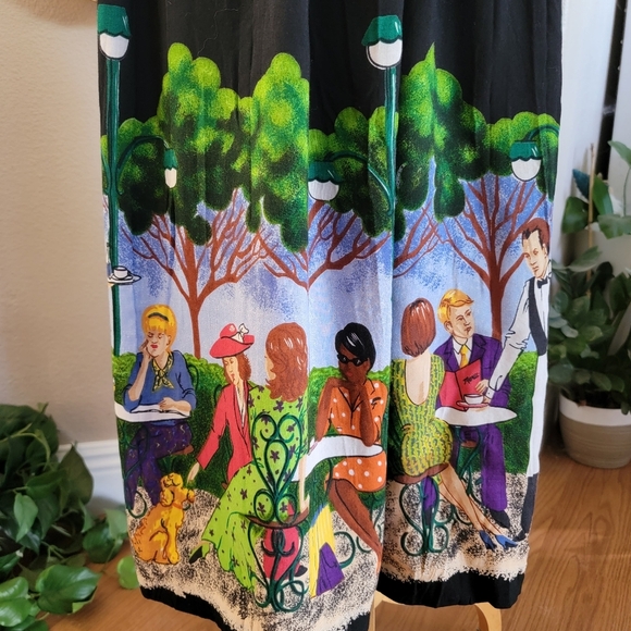 Starfire Vintage Paris Cafe Print Skirt Set SZ 12 - Picture 7 of 7